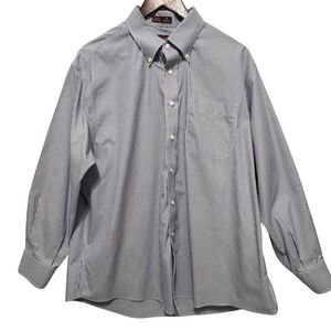 VTG Nordstrom Men Dress Shirt 17.5 Stripe Smartcare Wrinkle Free Classic Preppy